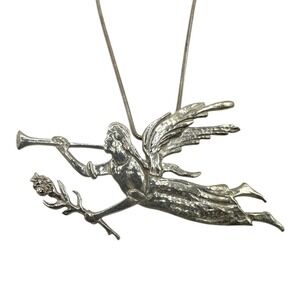 Schwarzschild Sterling Silver Angel Pendant Necklace Hand & Hammer Christmas USA